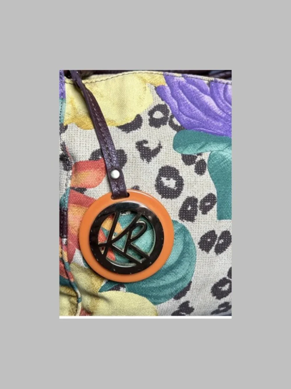 Kim Rogers Floral Leopard Print Canvas Hobo Shoulder Bag Multicolor Purse Large